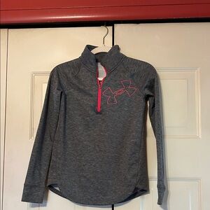 Under Armour Kids Gray with Neon Pink Trim Quarter-Zip Sweatshirt